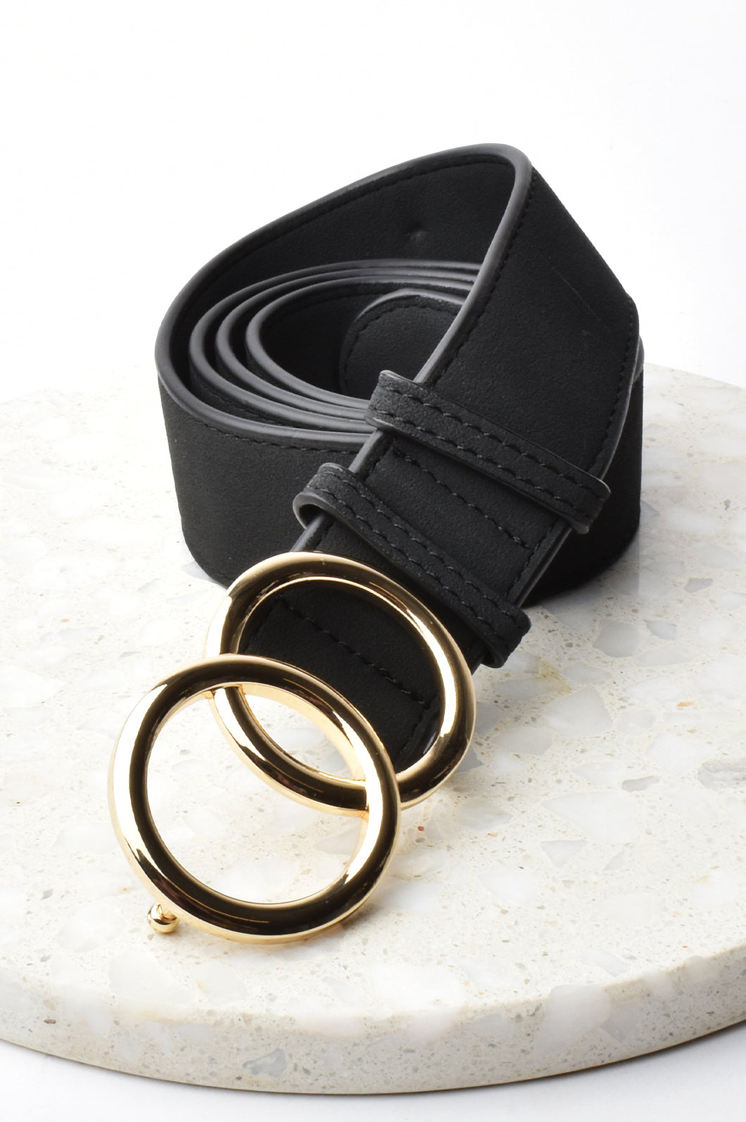 Double Ring Faux Suede Jeans Belt